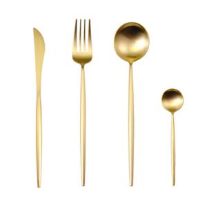 SGS 4 Piece Kitchen Flatware Sets 18/8 Stainless Steel Gold Plated Spoon And