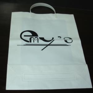 Custom White / Red Small Gift Hard Plastic Handle Bag with Colorful Printing