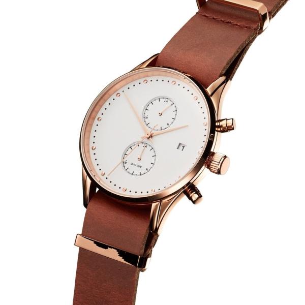 Long genuine leather strap stainless steel case back watch brand