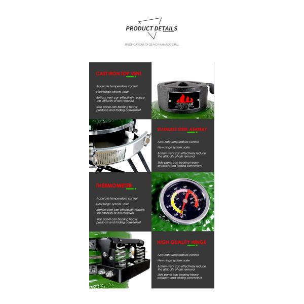 New Style KIMSTONE Kamado Grill Kimstone BBQ Grill 22inch Smoker Grill China Ceramic