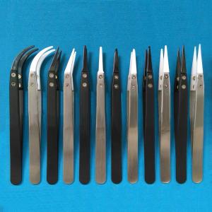 ESD Antistatic Stainless Steel Handle Ceramic Tweezers High Temperature