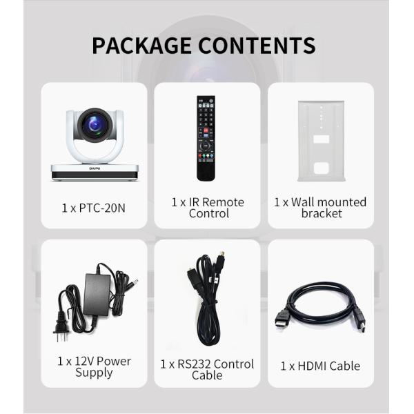 PTC-20N NDI HX2 PoE HD-MI 3G-SDI 4K30 UHD IP Auto Tracking PTZ Camera Stream Live