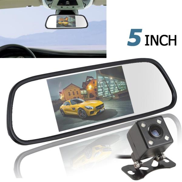 Buy 5" Display Car Backup Camera Mirror PAL / NTSC With 4 LED Reversing Camera at wholesale prices