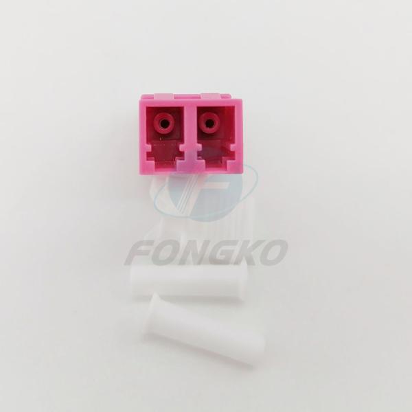Plastic Flangeless Optic Fiber Adapter LC / OM4 Duplex Metal Shutter