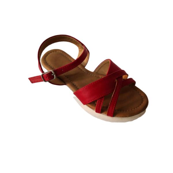 Buy Custmized Fashion Red Women PU Cross Strap Sandal at wholesale prices