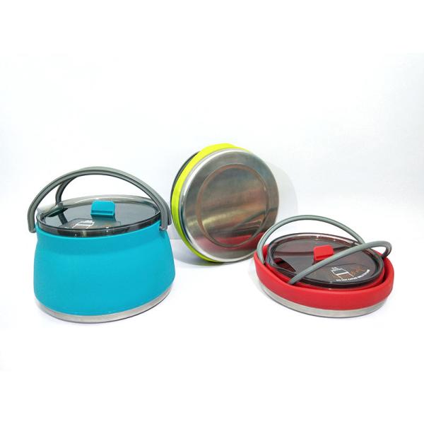 Buy Portable Steel Silicone Collapsible Cooking Pot For Camping at wholesale prices