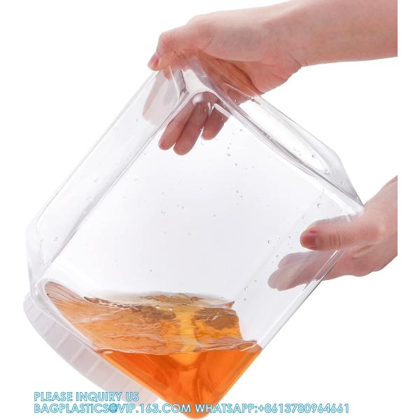Plastic Jars, Plastic Gallon Containers With Lids, Large Square Plastic Food