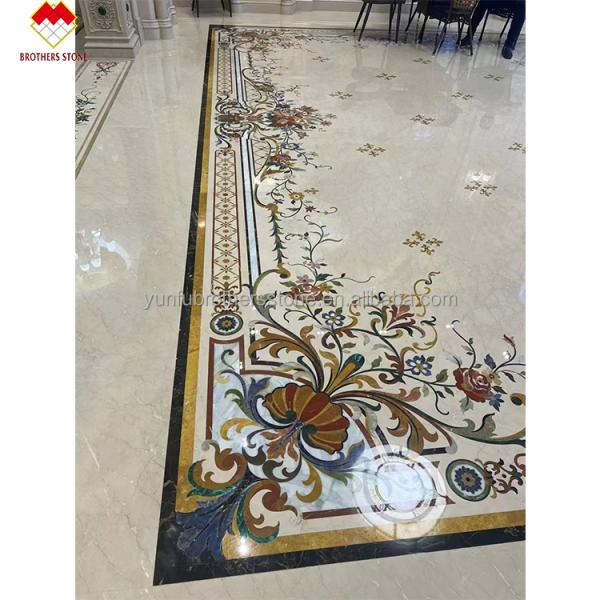 Customized Cut-To-Size Water Jet Marble Inlay Medallion for Modern Villa and Hotel