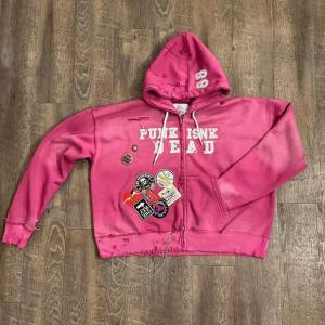 China Embroidered Patches Logo Acid Wash Hoodie Sun Faded Vintage Zipper Hoodie on sale