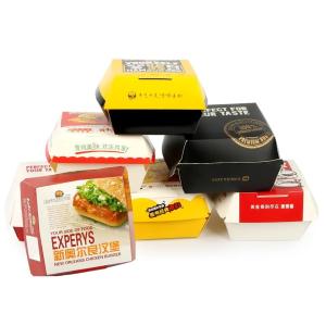 Disposable kraft paper burger packaging box food grade customized logo