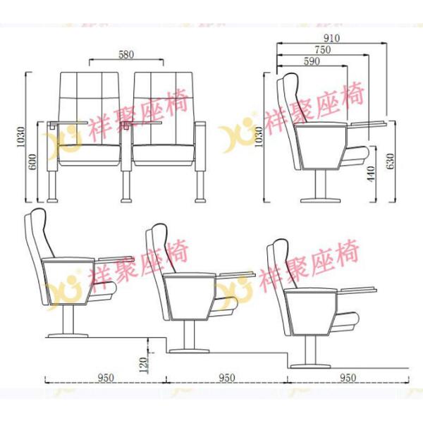 Scratch-Resistant PU Molded Foam Auditorium Chairs Foladble Aluminum Feet With Table