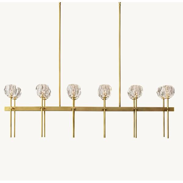 60" Hardwired Clear Glass Double Linear Chandelier for Ceiling Mount in