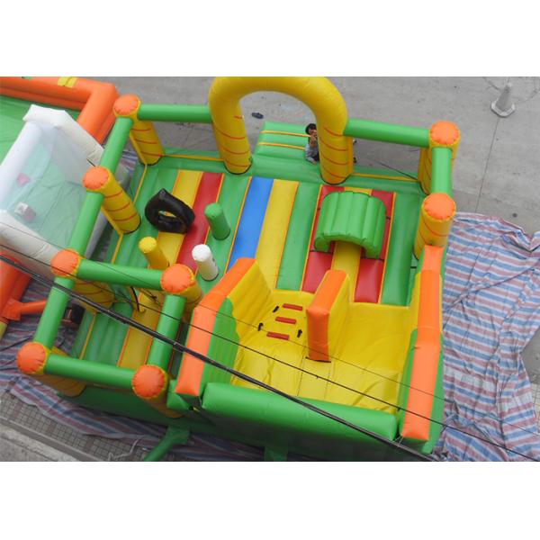 Small Cartoon Theme Inflatable Fun Island , Inflatable Playground With Giant Blow Up Slide