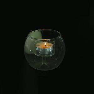 Custom Clear Round Double Decor Glass Candlestick