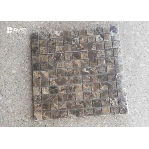 Dark Emperador Marble Mosaic Tile Sheets Polished 121 Pcs Scratch Resistant
