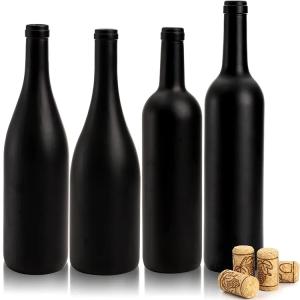 Quality Capacity 750ml Custom Empty Matte Coated Black Wine Bottle for Various Sizes of Wine for sale