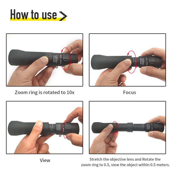 Zoom 10-30x35 10-30x42 Monocular Telescope Waterproof With Phone Mount Tripod