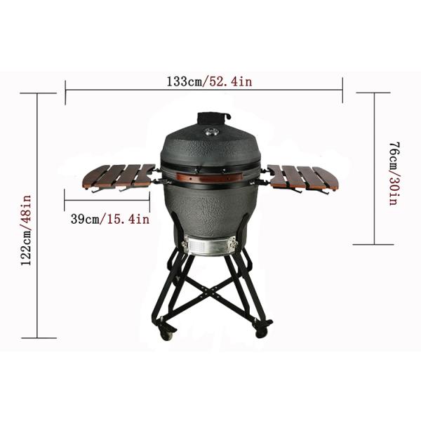 KIMSTONE New Design XL XXL 22 Inch Foam Glazing Matte Black Grey Charcoal Bbq Grill Kamado Smoker