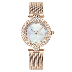 Diamond Fashion Wrist Watch Bezel Drill Mesh Belt Ladies Watch