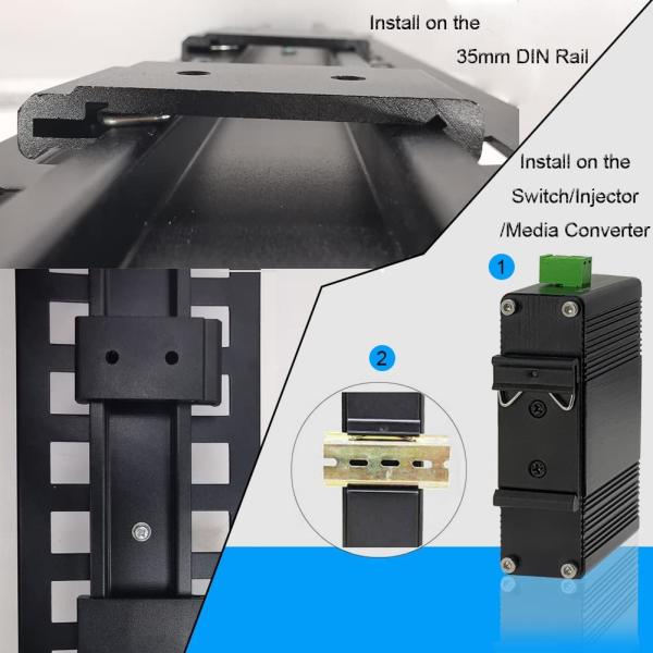 DIN Rail Mount Clip 1.08 Width Universal 35mm Black Aluminum DIN Rail Fixed Clamp