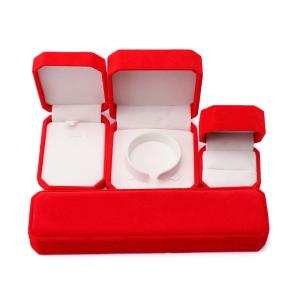 elegant handmade red Octagonal Velvet Jewelry Box for Necklace Earrings Bracelet