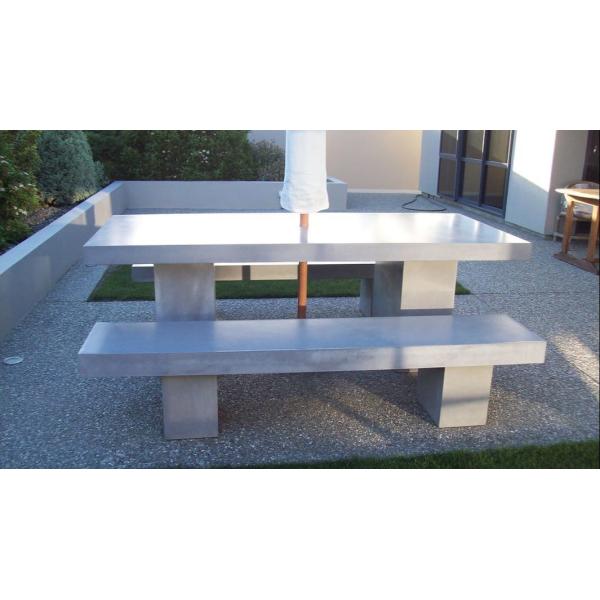Contemporary Weather Resistant Outdoor Fiber Cement Concrete Dining Tbale Set With Sturdy Legs