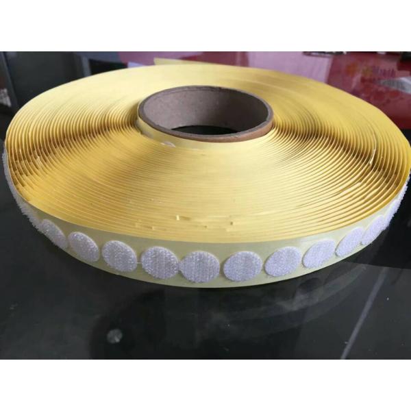 22MM diameter 100% polyester hook and loop self adhesive dots coins with yellow paper liner