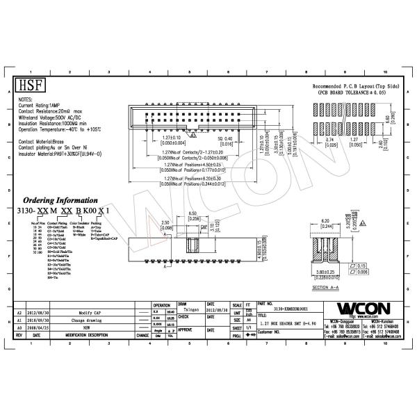 Box Header Connector SMT 20 Pin Header 1.27 Pitch Brass Gold Flash Sample Free