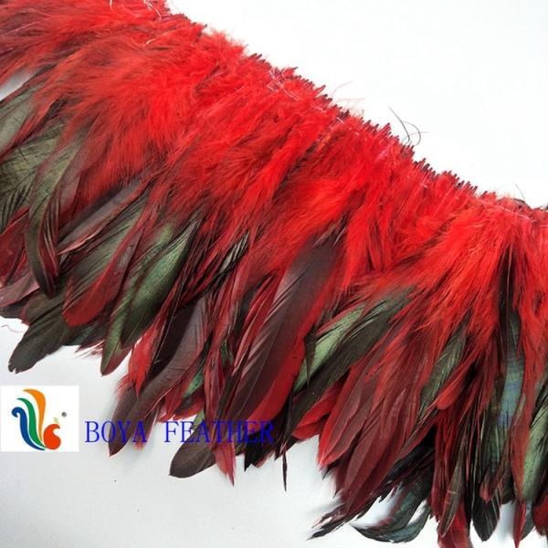 1 Yard Length Party Decoration Strung Rooster Coque Feather with Satin Ribbon Tape