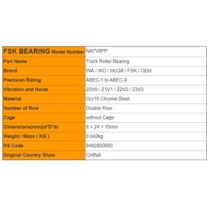 NATV8PP Double Row Roller Track System Axial Load Carbon Steel / Chrome Steel