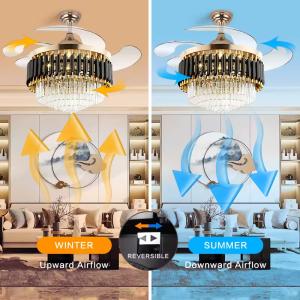 wholesale Smart Chandelier Ceiling Light and Fan Luxury Bedroom Crystal