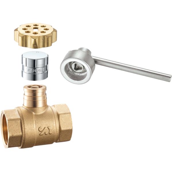 1423 Female x Female Magnetic Double Lockable Brass Ball Valve DN20 DN25 DN32