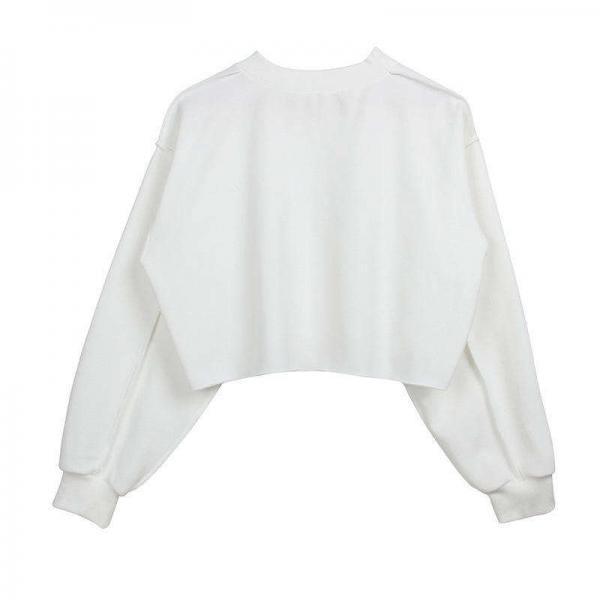 Drop Shoulder Slogan Embroidery Sweatshirt Customized Labels 100% Cotton