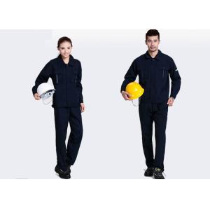 Dark Blue Polyester Industrial Work Uniforms Anti - Pilling / Durable Apparel