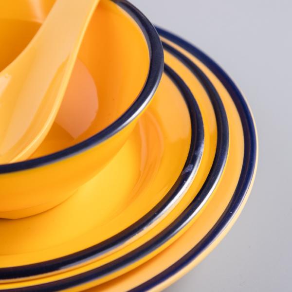 Blue Rim Gloss Glaze Porcelain Contemporary Dinnerware Sets LFGB Approved