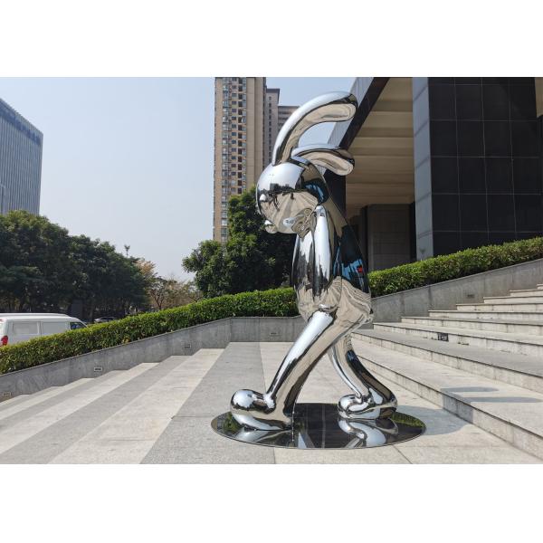 Contemporary Garden Decoration Stainless Steel Rabbit Sculpture