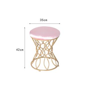 Indoor Gold Velvet 35cm Stainless Steel Ottoman Dirt Resistant