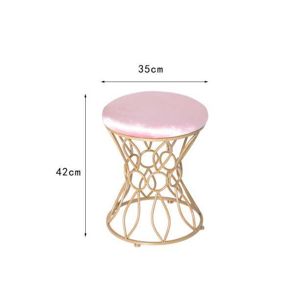 Buy Indoor Gold Velvet 35cm Stainless Steel Ottoman Dirt Resistant at wholesale prices