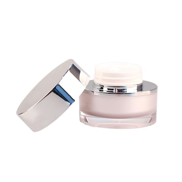 Natural Acrylic Oval Shape Cosmetic Cream Jars Wide Mouth With Aluminum Cap 50g