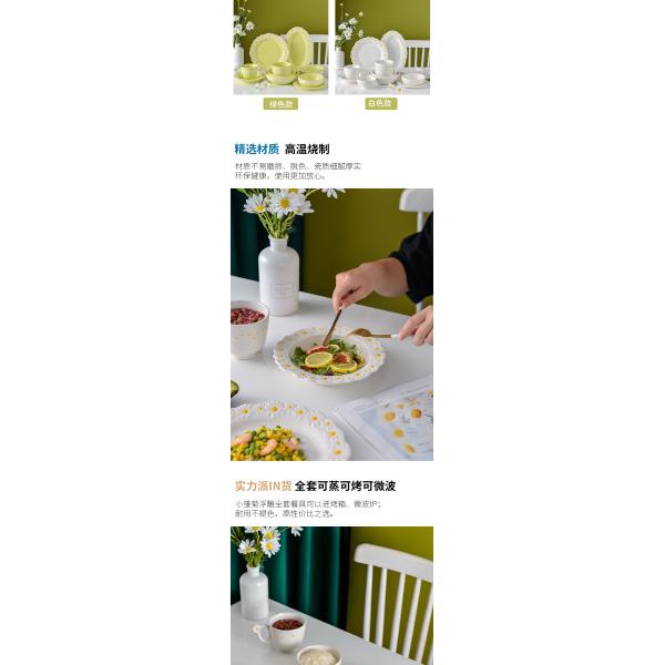 Daisy Underglaze Ceramic Dessert Plates , Faience Ceramic Dinner Set For Salad Food