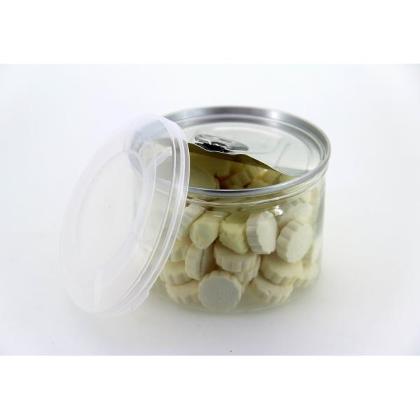 Round Dry Food Canister Clear Pet Jars with easy open lid , Wide Mouth Plastic