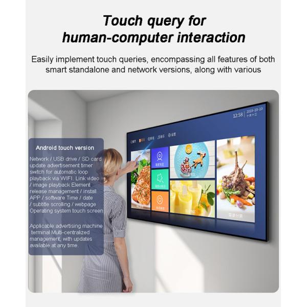 55 Inch Indoor Android Advertising Screen Digital Menu Board For Restaurant Fast Food