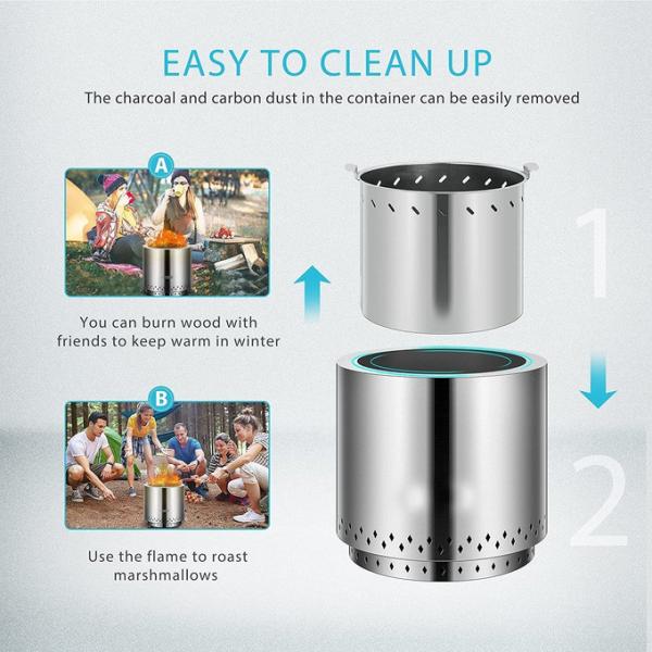 Wood Burning Outdoor Bonfire Portable Smokeless Fire Pit Stainless Steel