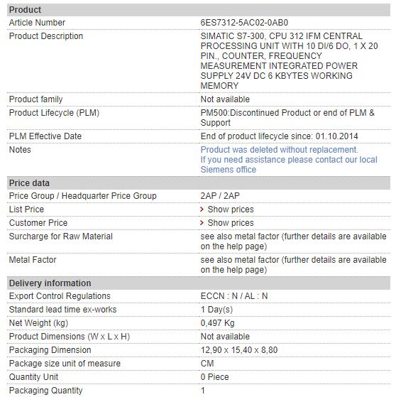 6ES7312-5AC02-0AB0 6ES7 312-5AC02-0AB0 Siemens CPU Module