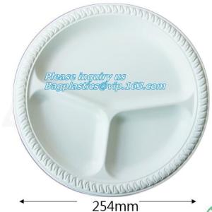 Round 11 inch 4 compartment disposable corn starch plates,3 compartments