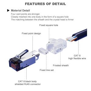 Rj45 Plug Network Lan Cable 1000ft Cat8 FTP UTP SFTP Patch Cord Ethernet Cable