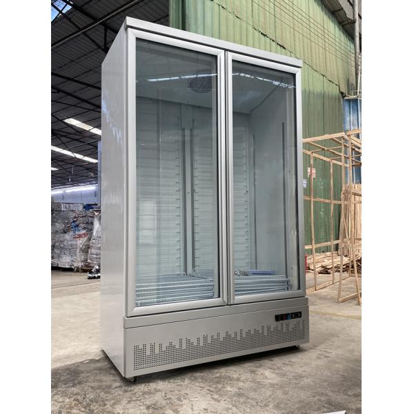 Hihg quality upright showcase glass door freezer for ice cream with led light