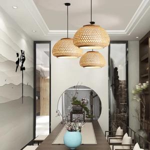 Hand Woven Bamboo Round Chandelier Southeast Asia Bamboo Lights Led Hanging Lamp