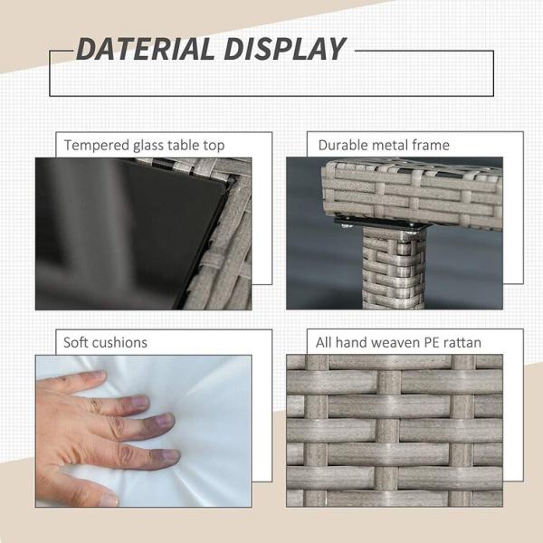 AJUNION Saving Space Design Furniture Garden Set with Cushions and PE Wicker Rattan