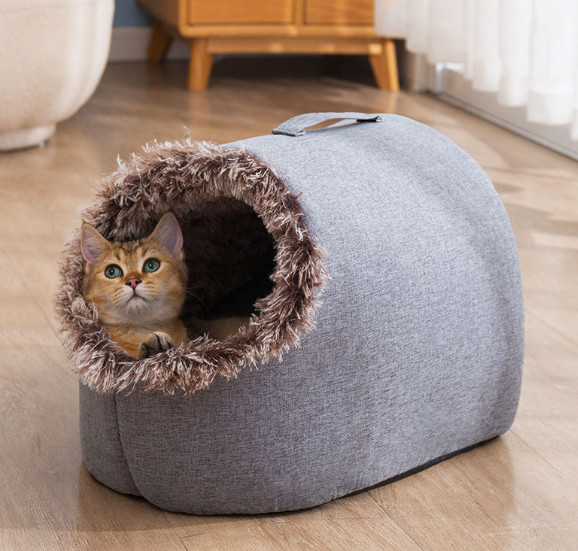 Cat Small Amazon Cat Bed Cave Pets Igloo Bed Hideout Cave Cushion Washable